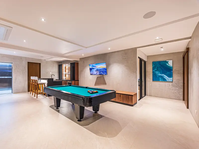 Billiards table in the games room