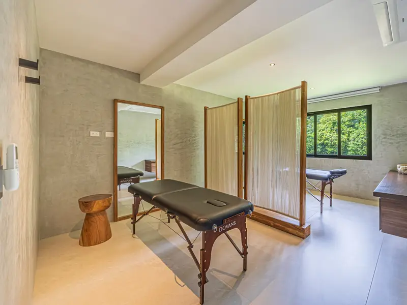 Treatment room set up for an in-villa massage