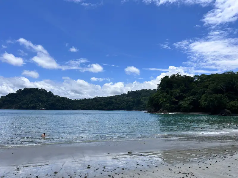 The sheltered cove at Playa Manuel Antonio inside the national park