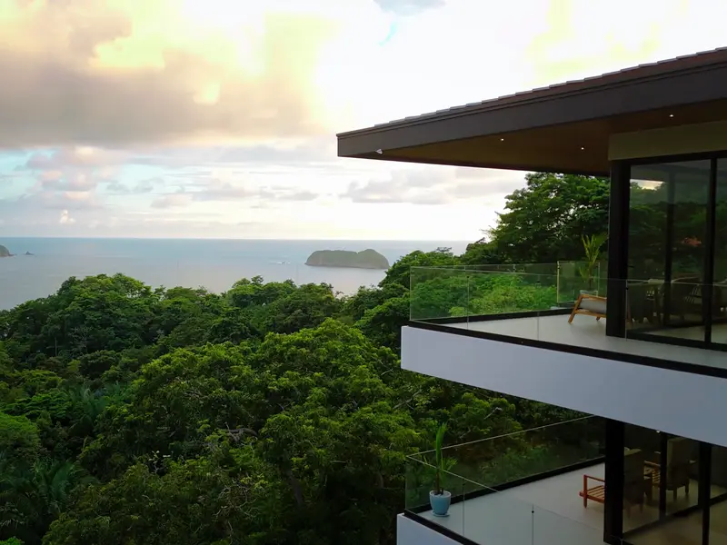 Sunset over the ocean from the upper terrace